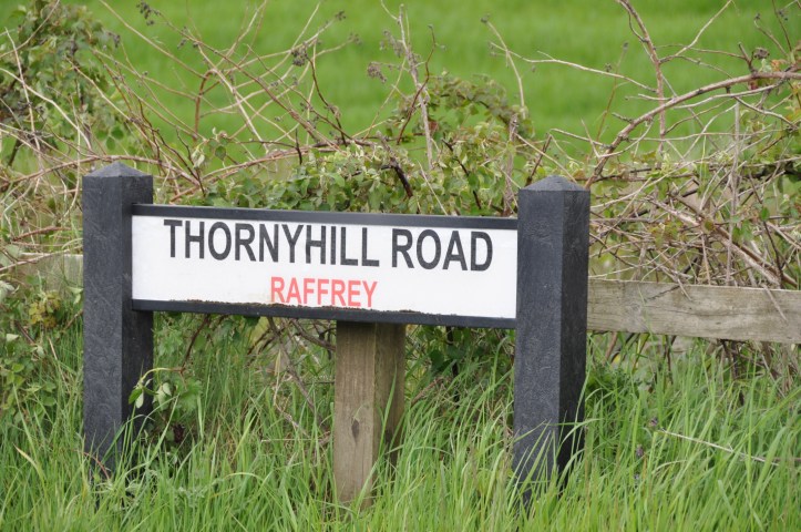 Thorny hill Road Raffrey sign