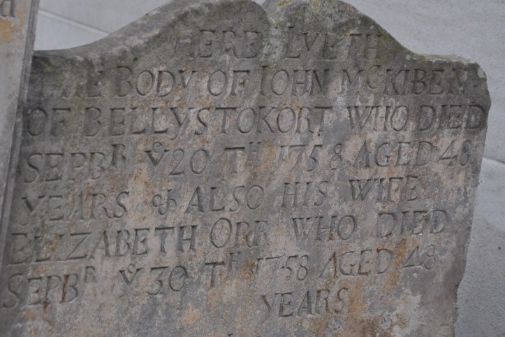 Comber grave Ballystockart 1758