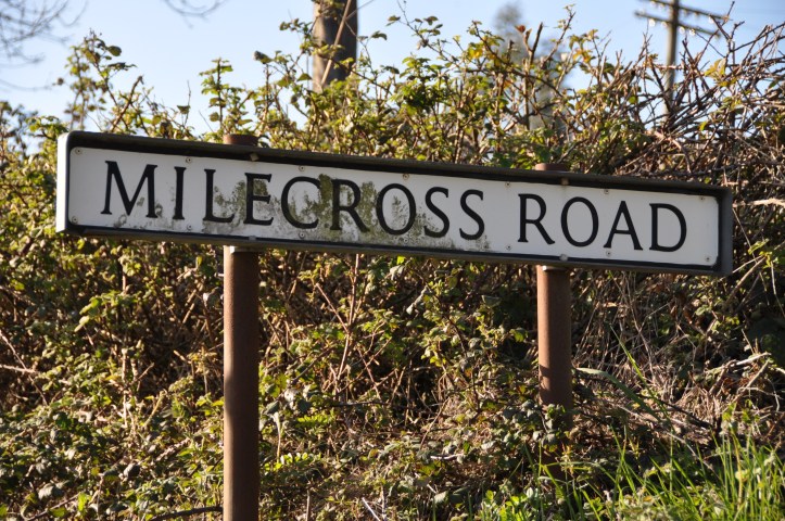 Milecross Road sign