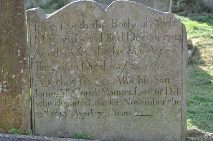 Donaghadee gravestone for McConall 1754