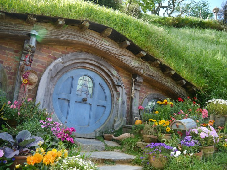 blue door hobbit hole