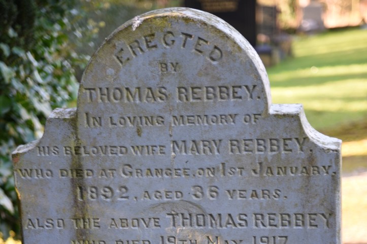 Headstone for Rebbey of Grangee in Carrowdore