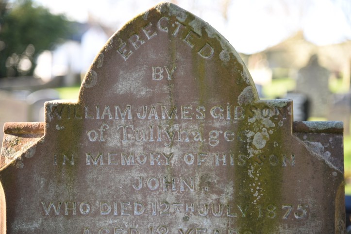 Kilmood gravestone for Gibson of Tullynagee