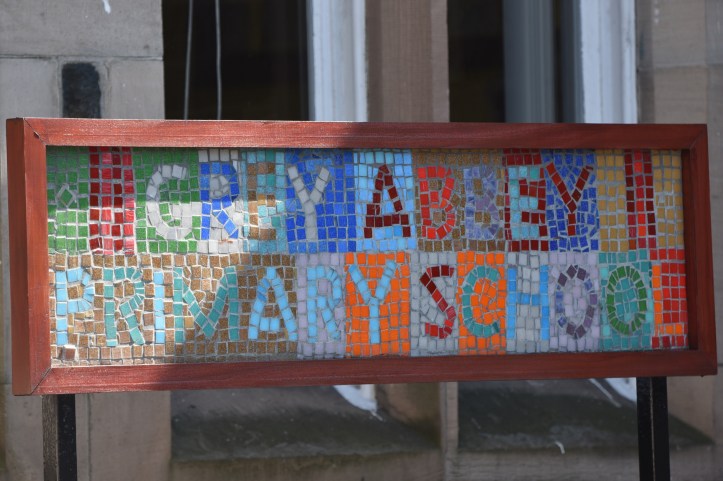 Greyabbey Primary School mosaic sign